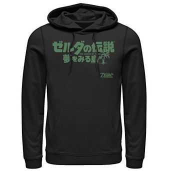 Men's Nintendo Legend Of Zelda Links Awakening Kanji Text Logo Graphic Hoodie