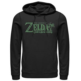 Men's Nintendo Legend Of Zelda Links Awakening Palm Tree Green Logo Graphic Hoodie