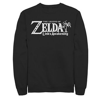 Men's Nintendo Legend Of Zelda Links Awakening Palm Tree Green Logo Graphic Fleece Pullover