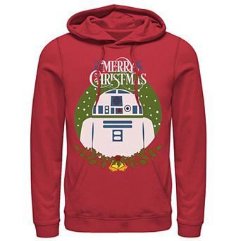 Men's Star Wars R2-D2 Merry Christmas Wreath Bells Graphic Hoodie