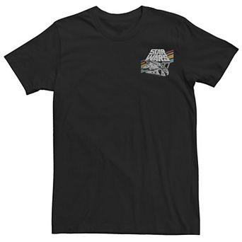 Men's Star Wars Millennium Falcon Retro Rainbow Stripe Graphic Tee