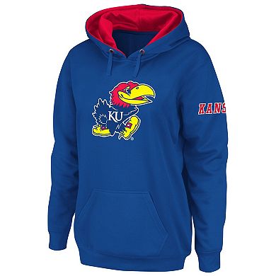 Women's Stadium Athletic Royal Kansas Jayhawks Big Logo Pullover Hoodie