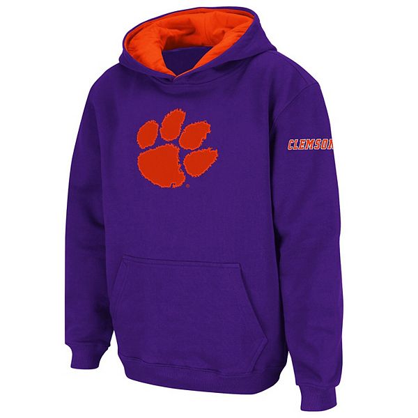 Youth Stadium Athletic Purple Clemson Tigers Big Logo Pullover Hoodie