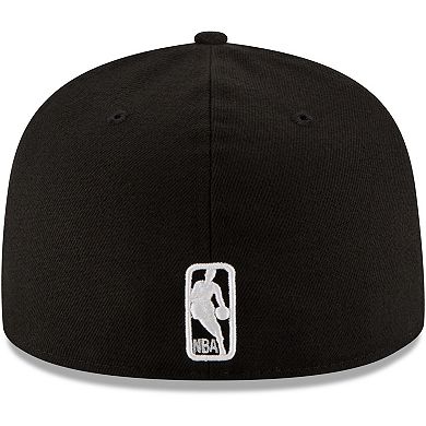 Men's New Era Black Oklahoma City Thunder Black & White Logo 59FIFTY Fitted Hat