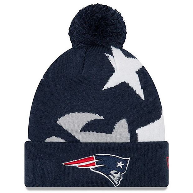 New Era Men's New England Patriots Cuffed Pom Navy Knit Beanie