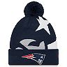 Youth New Era Navy New England Patriots Logo Whiz 3 Cuffed Knit Hat