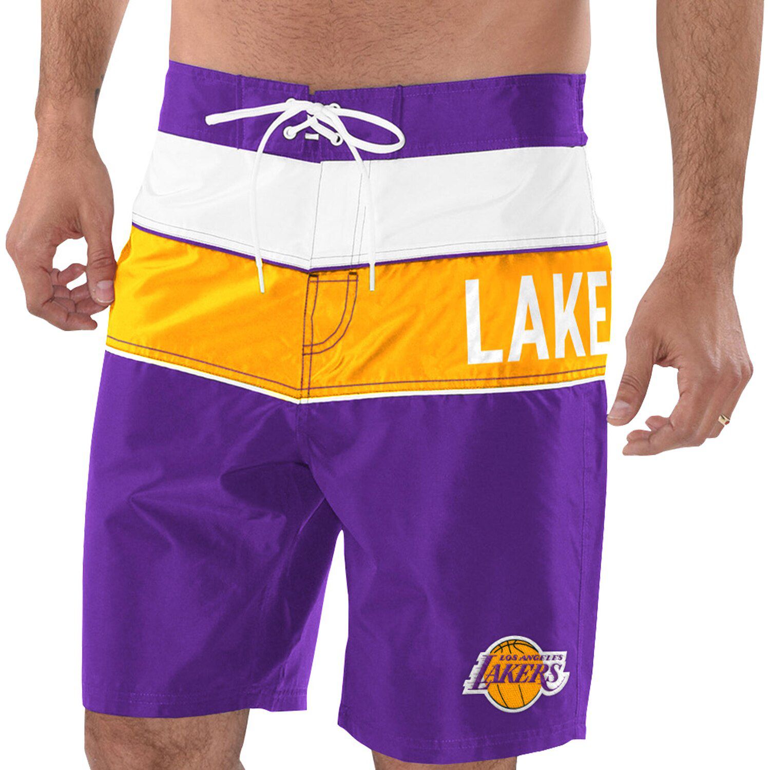 lakers swim shorts