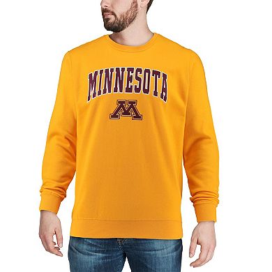 Men's Colosseum Gold Minnesota Golden Gophers Arch & Logo Crew Neck Sweatshirt