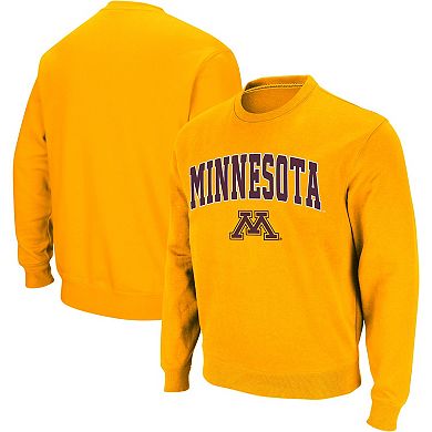 Men's Colosseum Gold Minnesota Golden Gophers Arch & Logo Crew Neck Sweatshirt