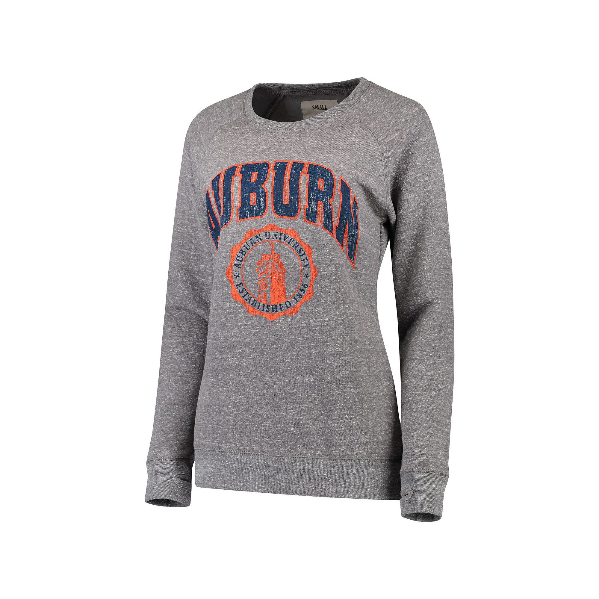 Womens Pressbox Heathered Gray Auburn Tigers Edith Vintage Knobi Pullover 