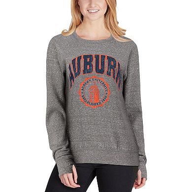 Women's Pressbox Heathered Gray Auburn Tigers Edith Vintage Knobi Pullover Sweatshirt