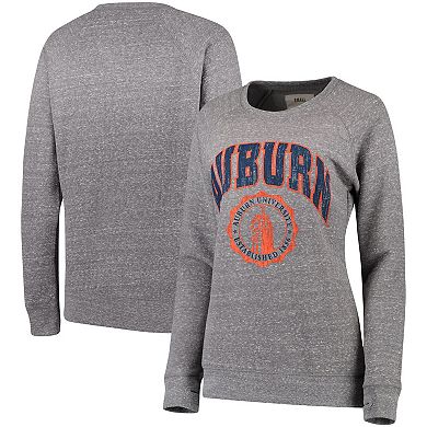 Women's Pressbox Heathered Gray Auburn Tigers Edith Vintage Knobi Pullover Sweatshirt