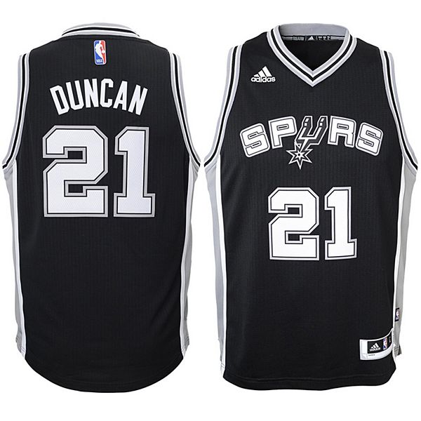 Youth adidas Tim Duncan Black San Antonio Spurs Swingman Basketball Jersey