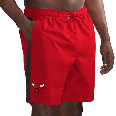Men's G-III Sports by Carl Banks Red/Black Chicago Bulls Volley Swim Trunks