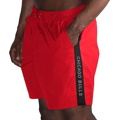 Men's G-III Sports by Carl Banks Red/Black Chicago Bulls Volley Swim Trunks