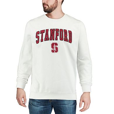 Men's Colosseum White Stanford Cardinal Arch & Logo Crew Neck Sweatshirt