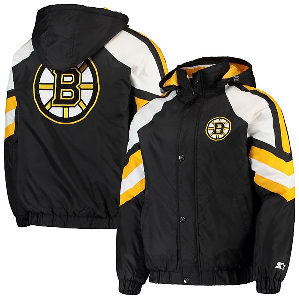Men's Starter Black/Gold Boston Bruins Power Forward Full-Zip Hoodie