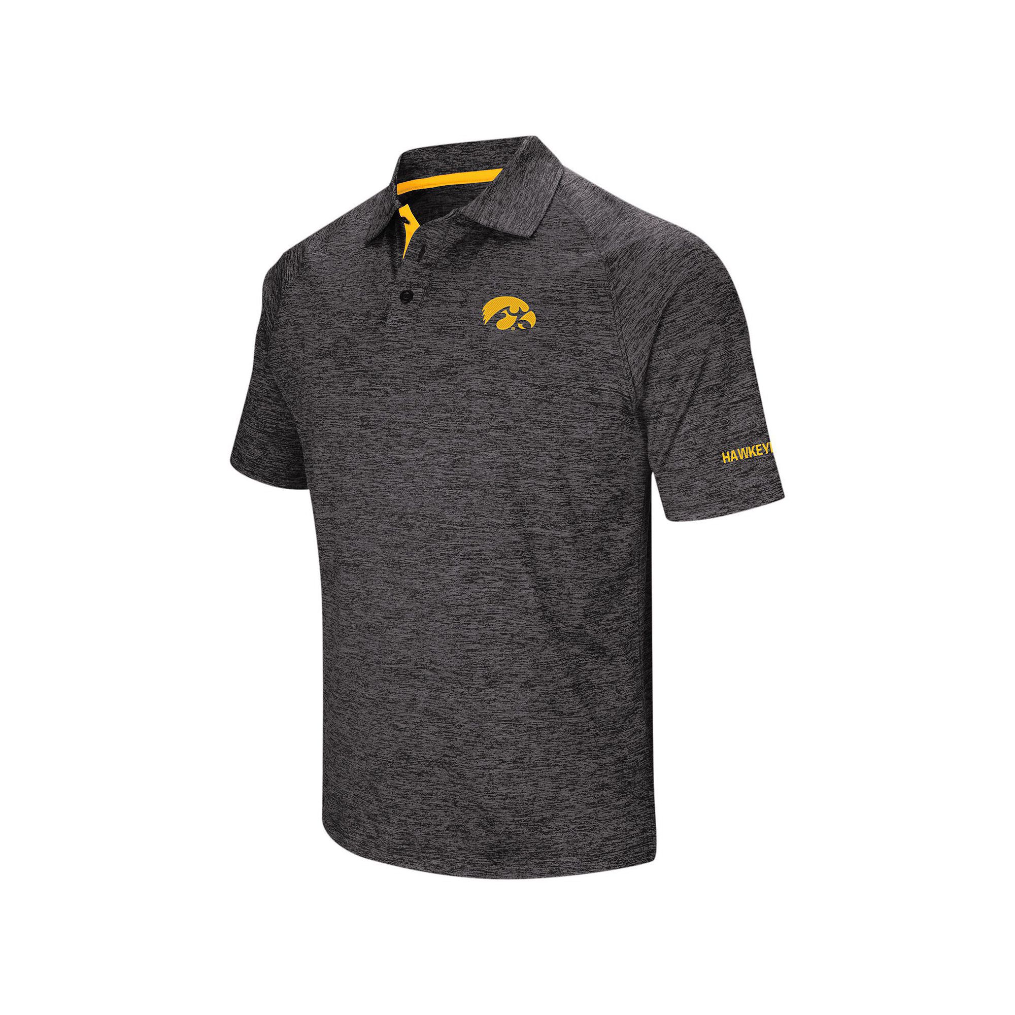 Mens Colosseum Black Iowa Hawkeyes Big & Tall Down Swing Polo, Size: 2XB