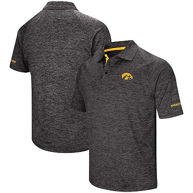 Men's Colosseum Black Iowa Hawkeyes Big & Tall Down Swing Polo