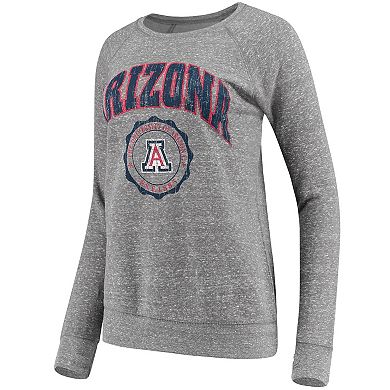 Women's Pressbox Heathered Gray Arizona Wildcats Edith Vintage Knobi Pullover Sweatshirt