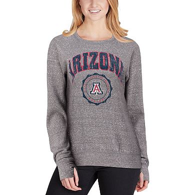 Women's Pressbox Heathered Gray Arizona Wildcats Edith Vintage Knobi Pullover Sweatshirt