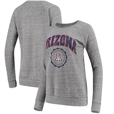 Women's Pressbox Heathered Gray Arizona Wildcats Edith Vintage Knobi Pullover Sweatshirt