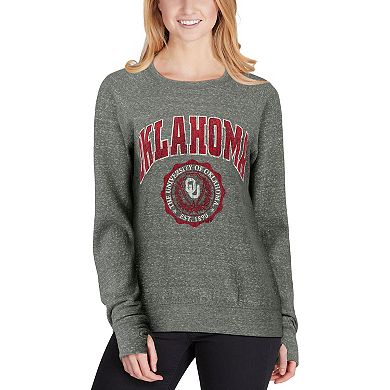 Women's Pressbox Heathered Gray Oklahoma Sooners Edith Vintage Knobi Pullover Sweatshirt
