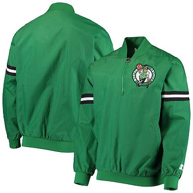Men's Starter Boston Celtics Kelly Green The Jet II Crinkle Half-Zip Pullover Jacket