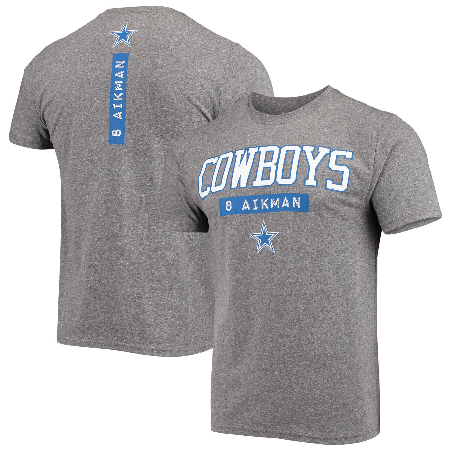 Troy Aikman Dallas Cowboys Mitchell & Ness Youth Retired Retro Player Name  & Number T-Shirt - Heathered Gray