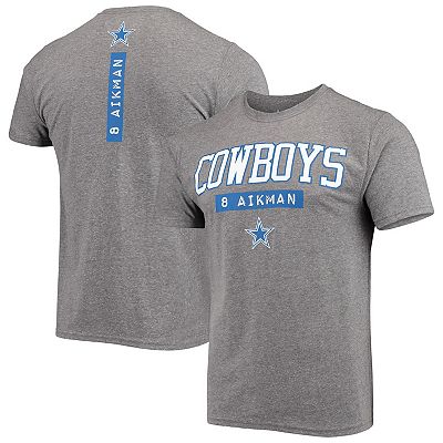 Men s Troy Aikman Heathered Gray Dallas Cowboys Akron Player Name Number T Shirt