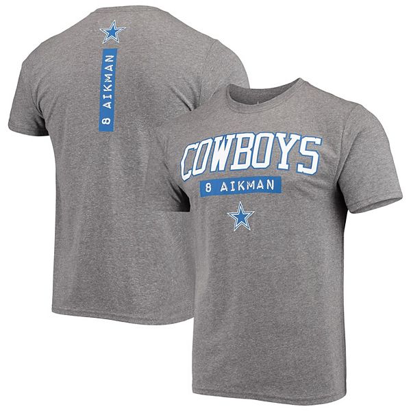 Men's Troy Aikman Heathered Gray Dallas Cowboys Akron Player Name & Number  T-Shirt
