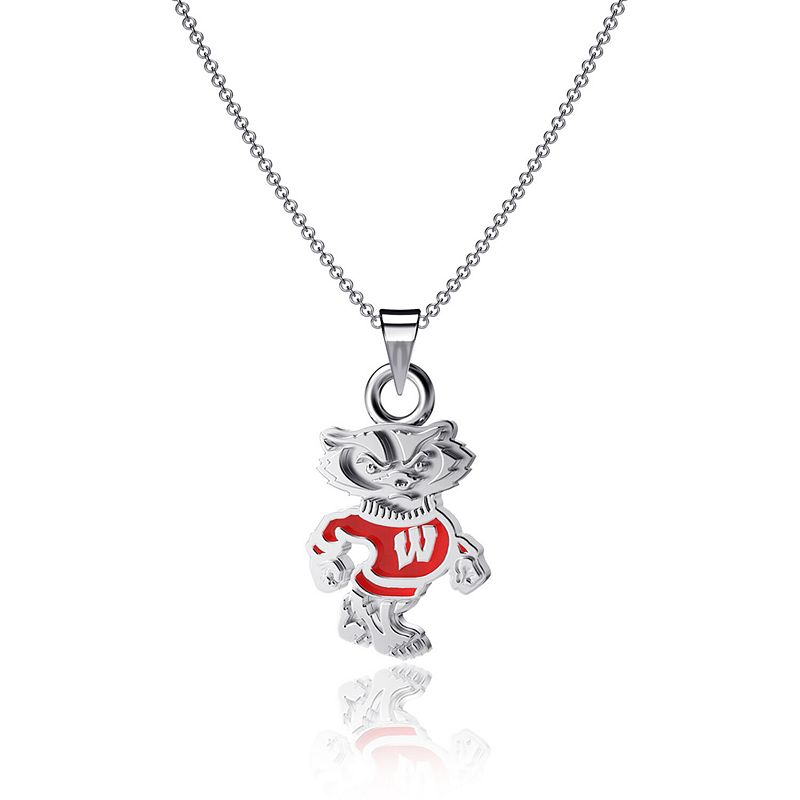 Dayna Designs Wisconsin Badgers Enamel Pendant Necklace, Womens, WIS Silve