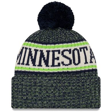 Men's New Era Navy Minnesota Timberwolves Sport Cuffed Knit Hat with Pom