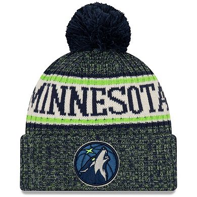 Men's New Era Navy Minnesota Timberwolves Sport Cuffed Knit Hat with Pom