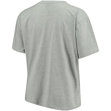 Women's Heather Gray Ohio State Buckeyes Plus Size Primary Logo V-Neck T-Shirt