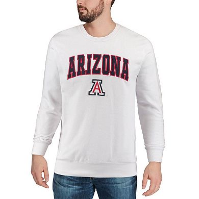 Men's Colosseum White Arizona Wildcats Arch & Logo Crew Neck Sweatshirt