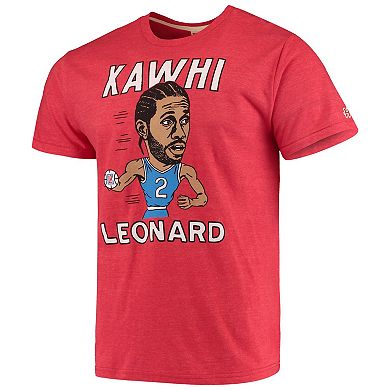 Men's Kawhi Leonard Red LA Clippers Caricature Tri-Blend T-Shirt