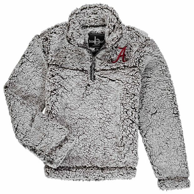 Girls Youth Gray Alabama Crimson Tide Sherpa Super-Soft Quarter-Zip  Pullover Jacket