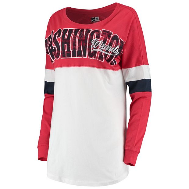 Women's New Era White/Red Washington Wizards Baby Jersey Contrast Long  Sleeve Crew Neck T-Shirt