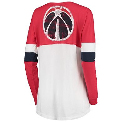 Women's New Era White/Red Washington Wizards Baby Jersey Contrast Long Sleeve Crew Neck T-Shirt