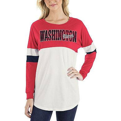 Women's New Era White/Red Washington Wizards Baby Jersey Contrast Long Sleeve Crew Neck T-Shirt