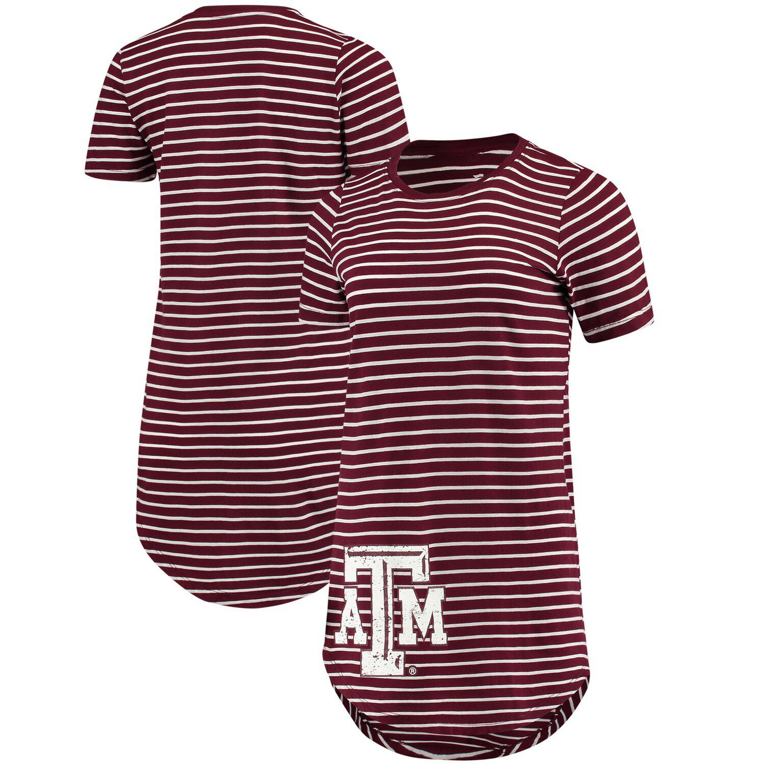 maroon and white striped t shirt dress