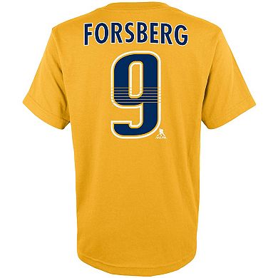 Youth Filip Forsberg Gold Nashville Predators Player Name & Number T-Shirt
