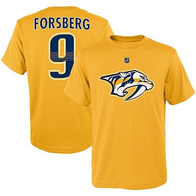 Youth Filip Forsberg Gold Nashville Predators Player Name & Number T-Shirt