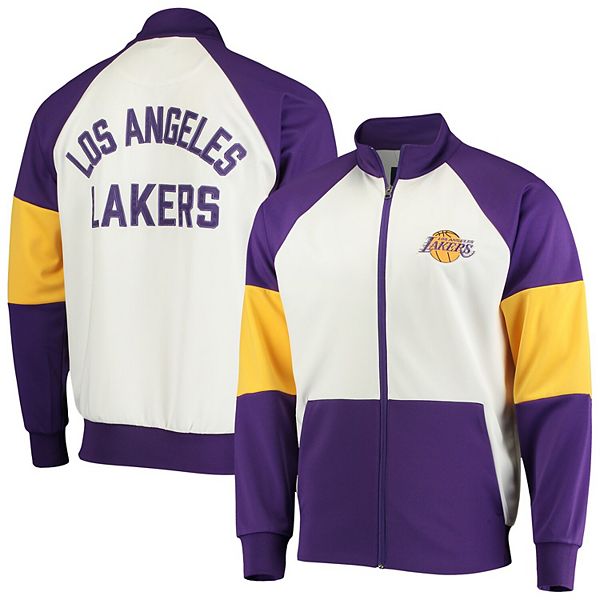 Los Angeles Lakers G-III 4Her by Carl Banks Women's Backfield Raglan  Full-Zip Track Jacket - Purple/Gold