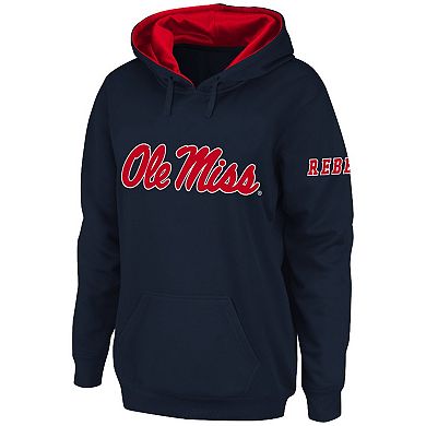 Women's Stadium Athletic Navy Ole Miss Rebels Big Logo Pullover Hoodie