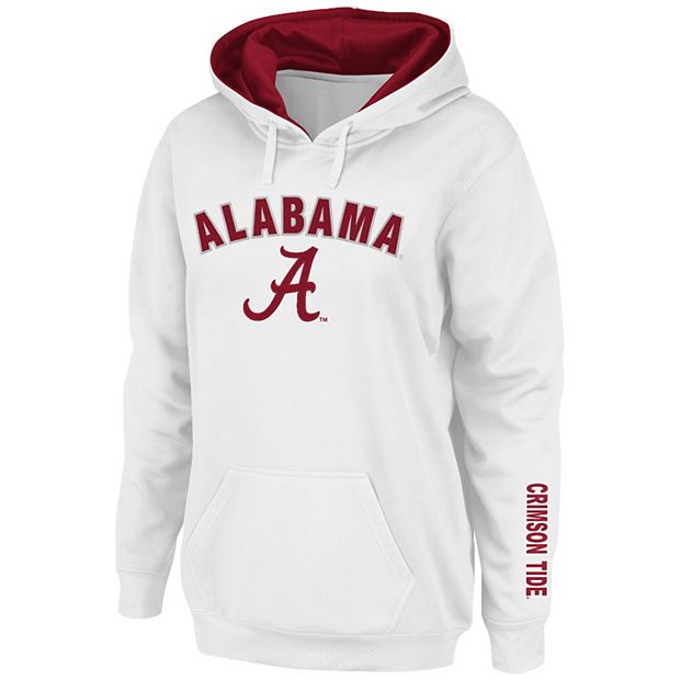 Women s White Alabama Crimson Tide Arch Logo 1 Pullover Hoodie