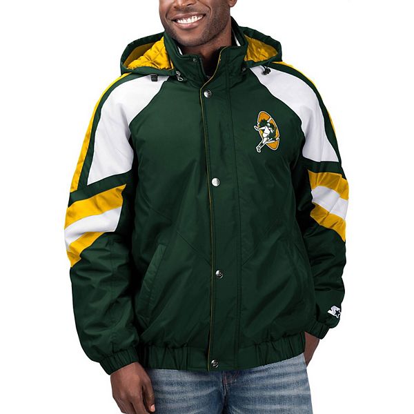 Men's Starter Green Green Bay Packers Throwback Pro Raglan Full-Zip Jacket