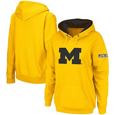 Women's Maize Michigan Wolverines Team Big Logo Pullover Hoodie