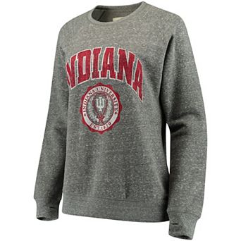 Women's Pressbox Heathered Gray Indiana Hoosiers Edith Vintage Knobi Pullover Sweatshirt